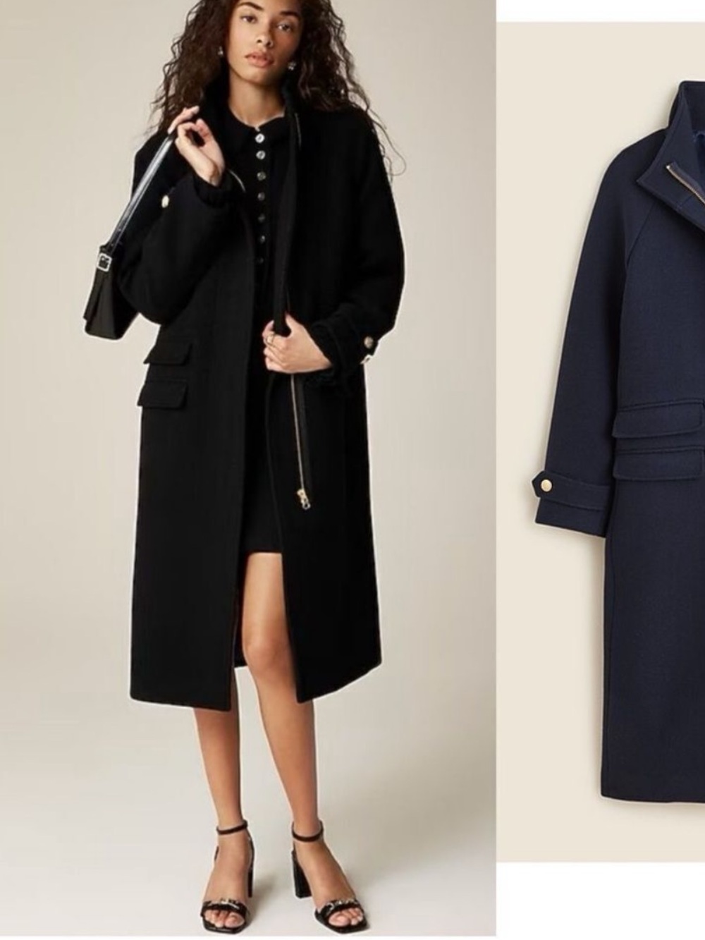 J. CREW WOMENS LONG TOSCANA COAT NAVY BLUE ITALIAN STADIUM CLOTH WOOL 2 CE178
